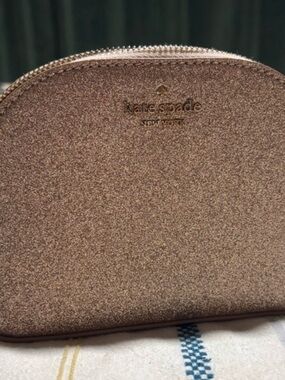 kate spade Glitter Dome Cosmetic Pouch - Blush Gold